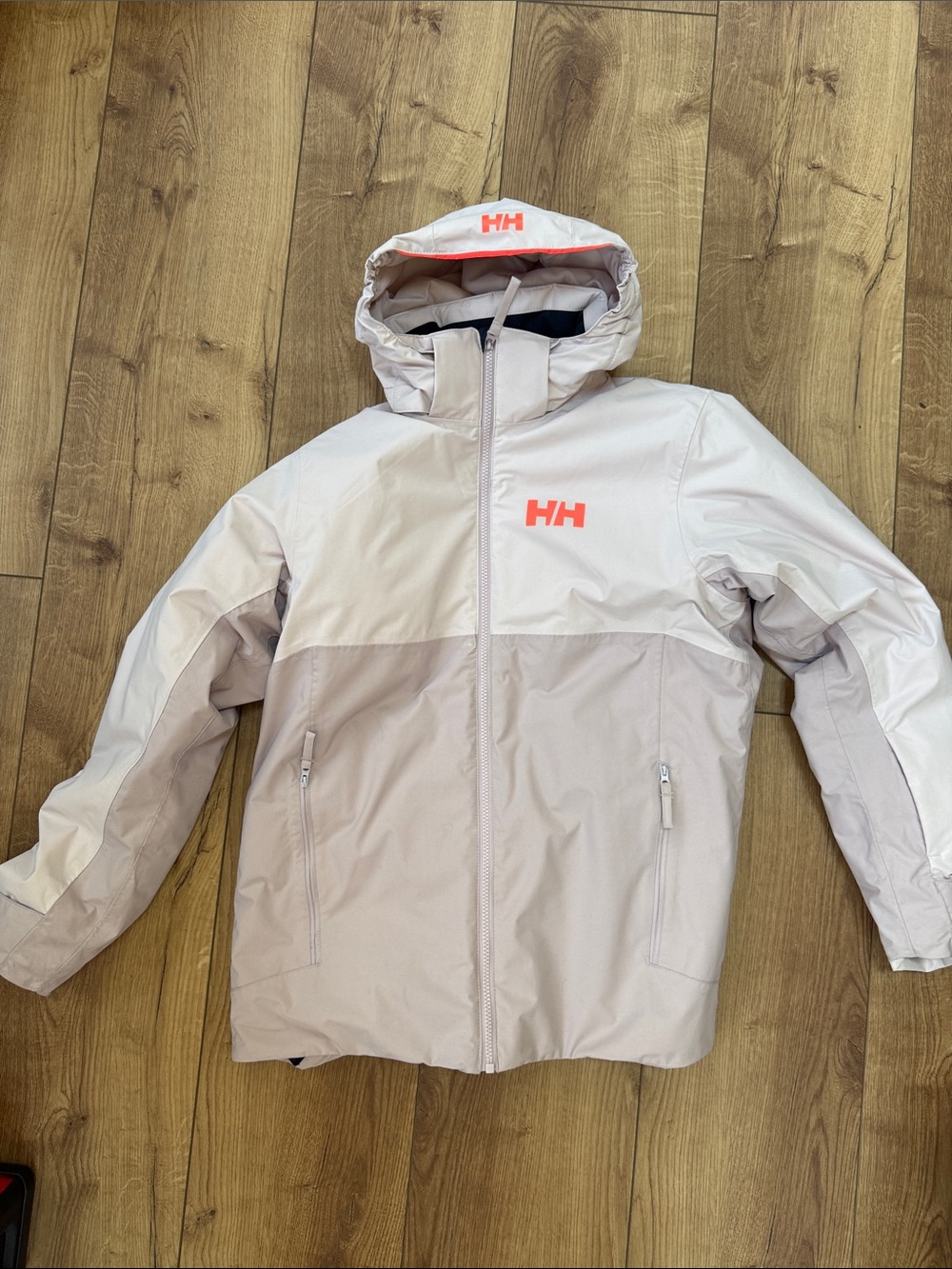 Helly Hansen Two-Tone Pale Pink & Light Blush Hooded Ski Jacket